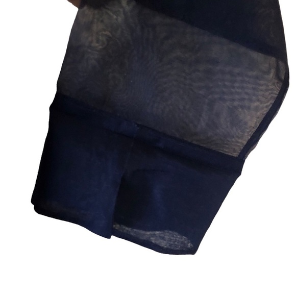 Talbots Long Sleeve Ruffle V-Neck Sheer Crepe Wrap Blouse Women's Plus 22W Blue - Picture 6 of 8